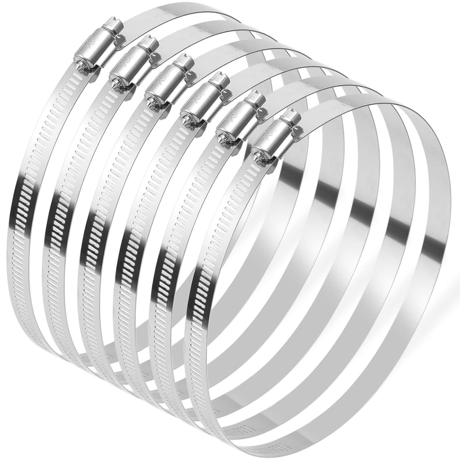 Selizo 304 Stainless Hose Clamp Kit, 6 Pack Clamp Hose Duct Clamp Worm Gear Adjustable 141-165mm (6 Inches) …