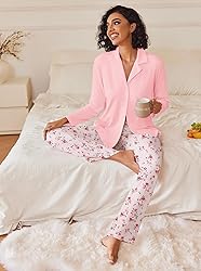 Ekouaer Women's Pajamas Sets Button Down Long