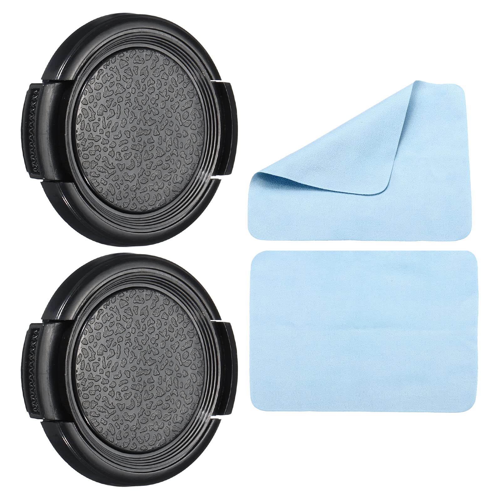 PATIKIL Camera Lens Cap, 2 Pack Sides Pinch Front Lens Cover with Microfiber Cleaning Cloth for 37mm Thread Universal DSLR Lenses for Nikon, for Fujifilm, for Pentax, for Leica