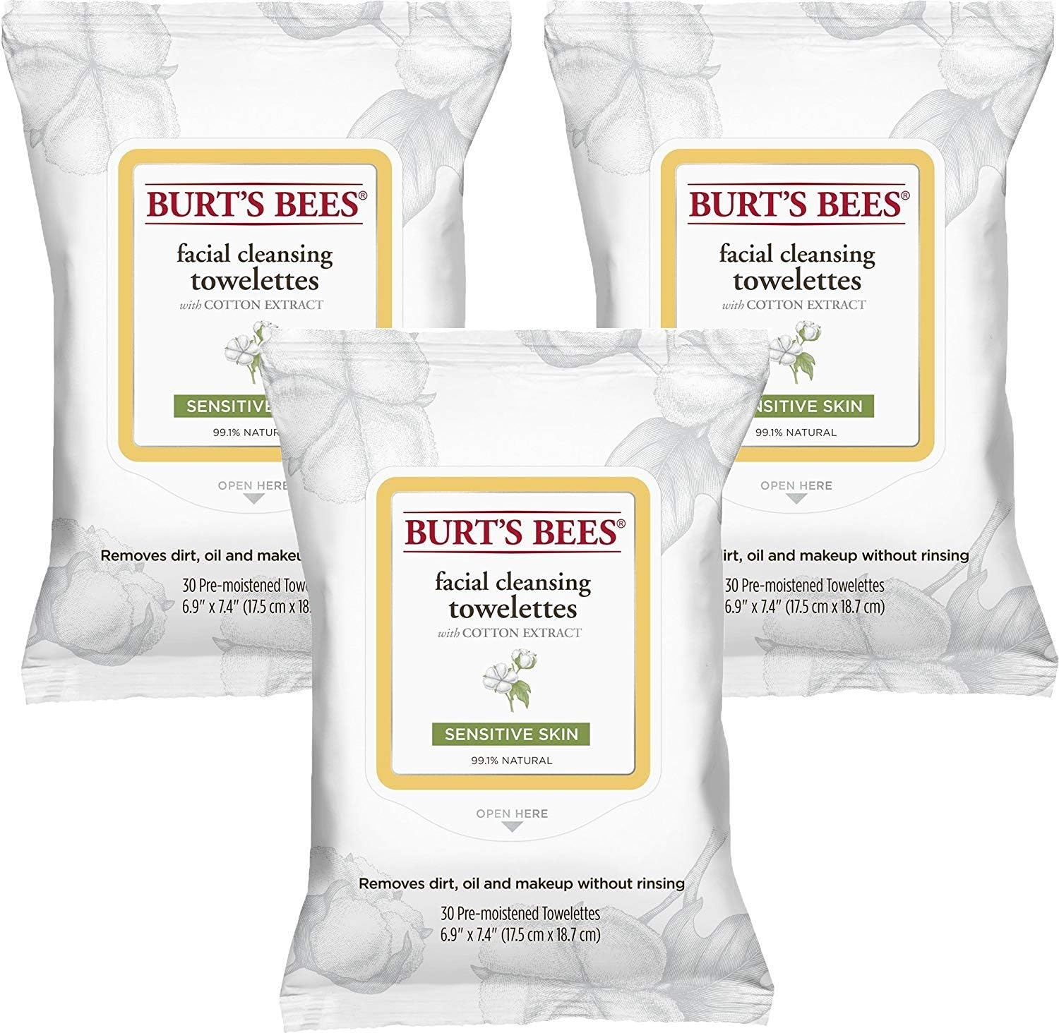 Burt's Bees Facial Cleansing Towelettes for Normal Skin with White Tea Extract, 60 Count: Beauty