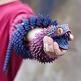 Super Large 3D Printed snake with a movable mouth,47.4inch,Flexible Realistic Articulated Animal Fidget Toys,Mystery Figurines Gifts ,Executive Desk Décor and Festival Collectible (colorfulB 47.4inch)