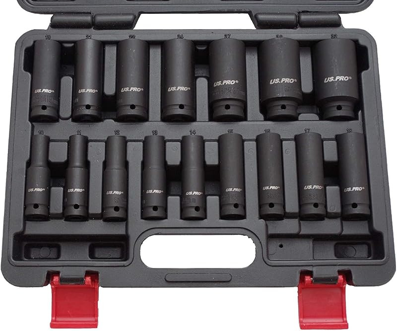 US PRO Bergen 16pc 1/2 Inch Drive 6-Point European Deep Socket Set B1340