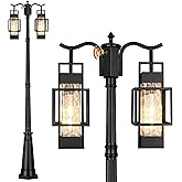 PARTPHONER Dusk to Dawn Outdoor Lamp Post Light 2-Head, Hardwired Street Light Post for Outside Metal Pole Light Outdoor Ligh