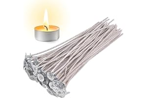 100pcs ECO4 Wicks for Soy Candles, 6 inch Pre-Waxed Candle Wick for Candle Making,Thick Candle Wick with Base