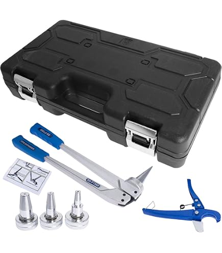 OKSTENCK PEX Tube Expansion Tool Kit – 1/2", 3/4", 1" Heads, ASTM F1960, With Cutter & Lubricant, In Hard Case