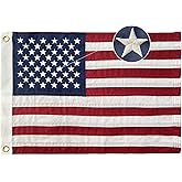 Homissor American Flag 16x24 Boat Small US Flags Outdoor Heavy Duty Embroidered Stars USA 1.3x2Ft Banner Sewn Stripes Indoor with 2 Brass Grommets