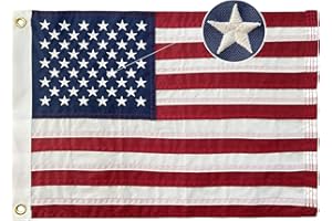 HOMISSOR American Flag 16x24 Boat Flags Outdoor Heavy Duty Embroidered USA 1.3x2Ft Flags - Heavy Duty Banner US Nylon Sewn Stripes Indoor with 2 Brass Grommets