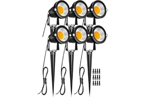 ZUCKEO Low Voltage Landscape Lights 5W LED Landscape Lighting 12V 24V Outdoor Spotlights Waterproof Garden Decorative Landscaping Warm White Lights for Patio Garden Pathway Floor Yard Decor(6 Pack)