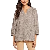 NYDJ womens Petite 3/4 Sleeve Pintuck Blouse
