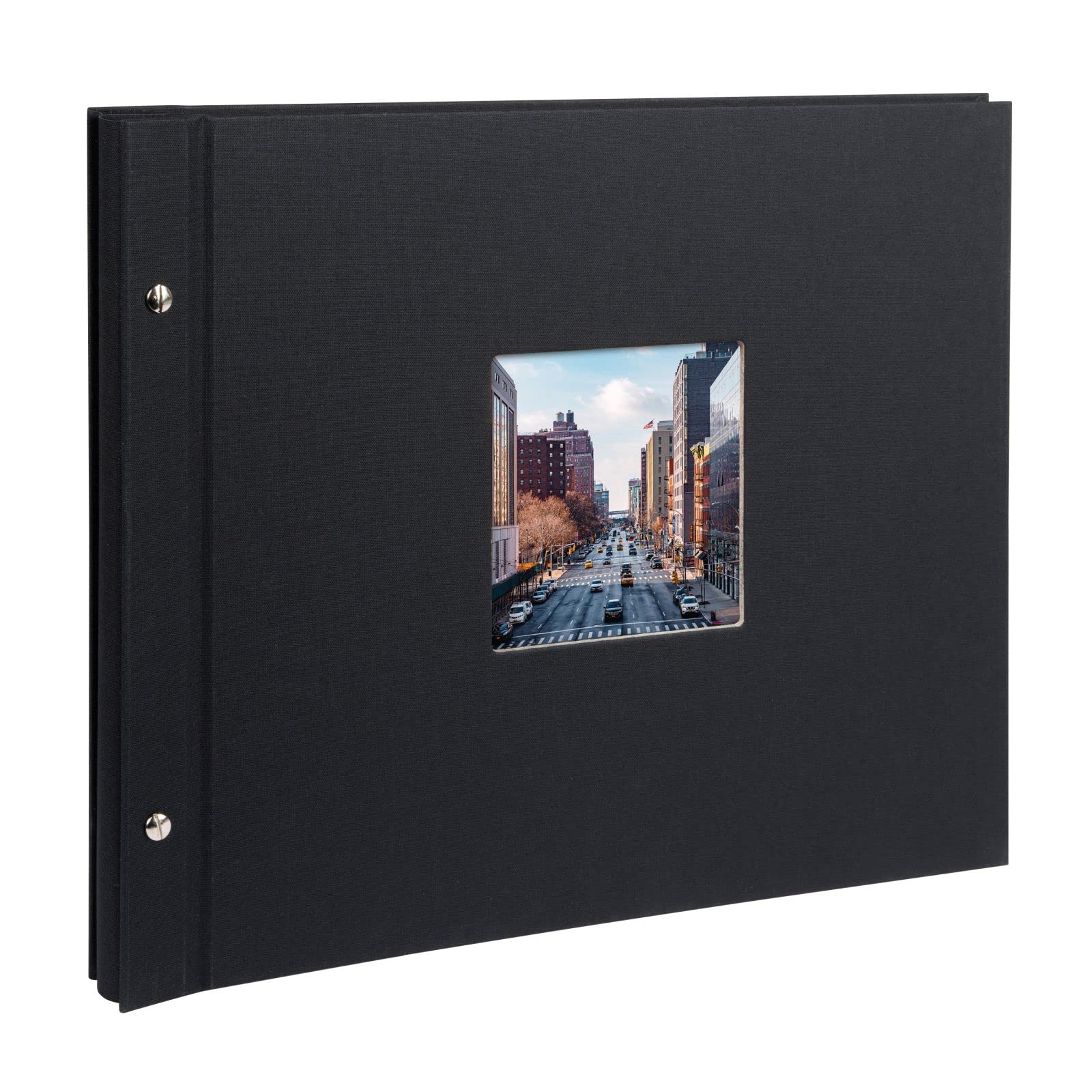 Goldbuch Photo Album Trend, Bella Vista, 39 x 31 cm, 40 Black Pages with Glassine Dividers, Extensible, Linen, Black 28977
