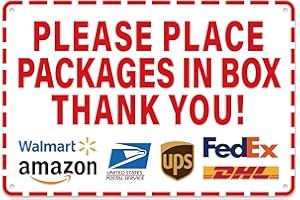 LUHIMO Please Leave Packages and Deliveries Here Sign，Self-Adhesive Waterproof and Durable Place Packages in Box Sign, Please Delivery Packages in Box Sticker for Home, Office, Shop, Door