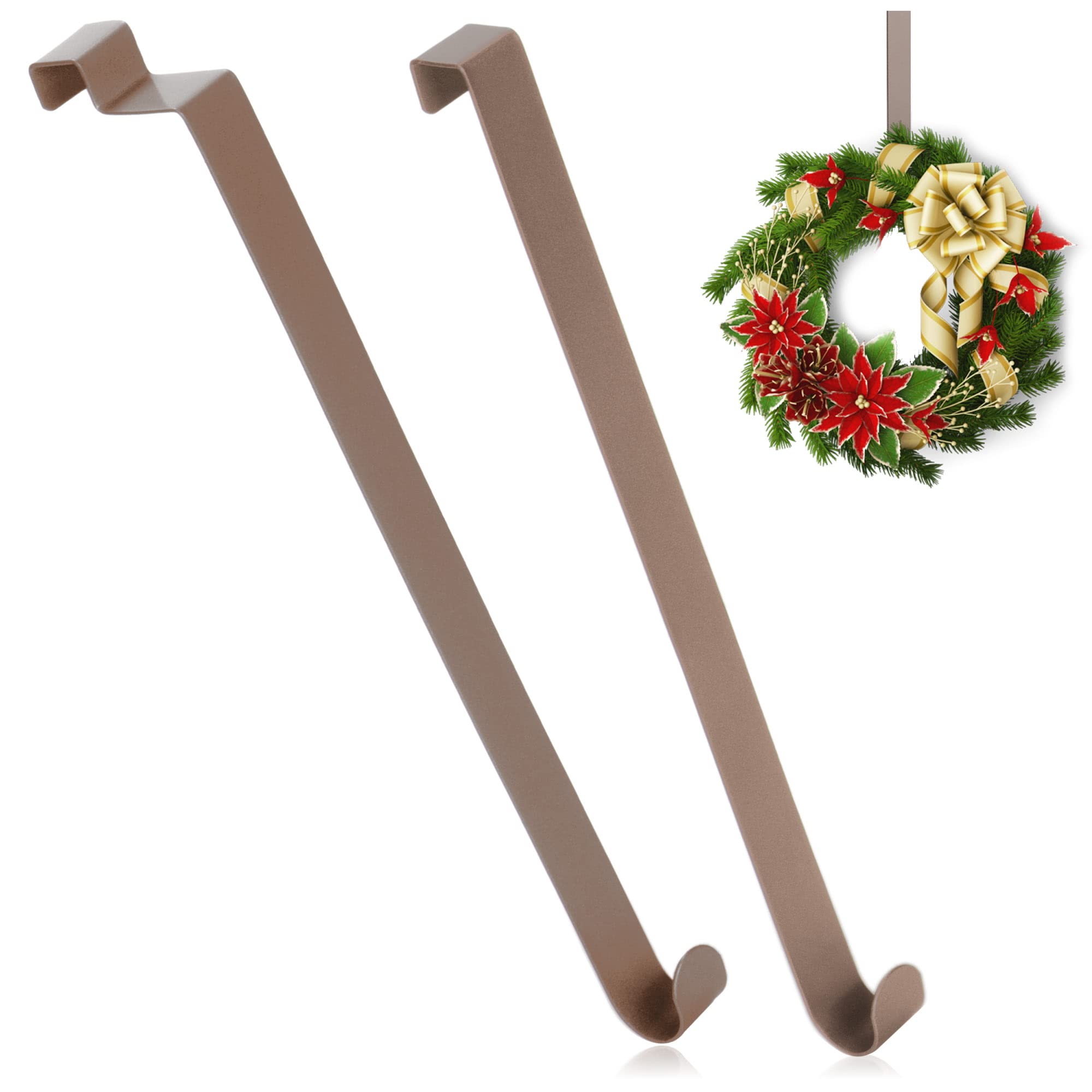 com-four® 2X Door Hooks Made of Stainless Steel - 26 cm Hooks for Door Wreaths and Decoration - Hangers for Doors Inside and Outside - Coat Hooks for Hanging