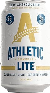 Athletic Brewing Company Craft Non-Alcoholic Beer - 6 Pack x 12 Fl Oz Cans - Athletic Lite Light Brew - Low-Calorie, Award Wi