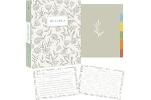 Recipe Binder - 3 Ring Binder Recipe Book with Plastic Sleeves, 50 Recipe Cards, and Dividers - to Write Your Own Recipes, Or