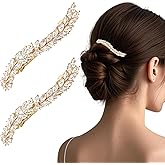 Rhinestone Hair Barrettes for Women Crystal Gold Hair Clips French Design Wedding Bridal Hair Accessories for Wedding Prom Fancy Hair Jewelry for Women Girls