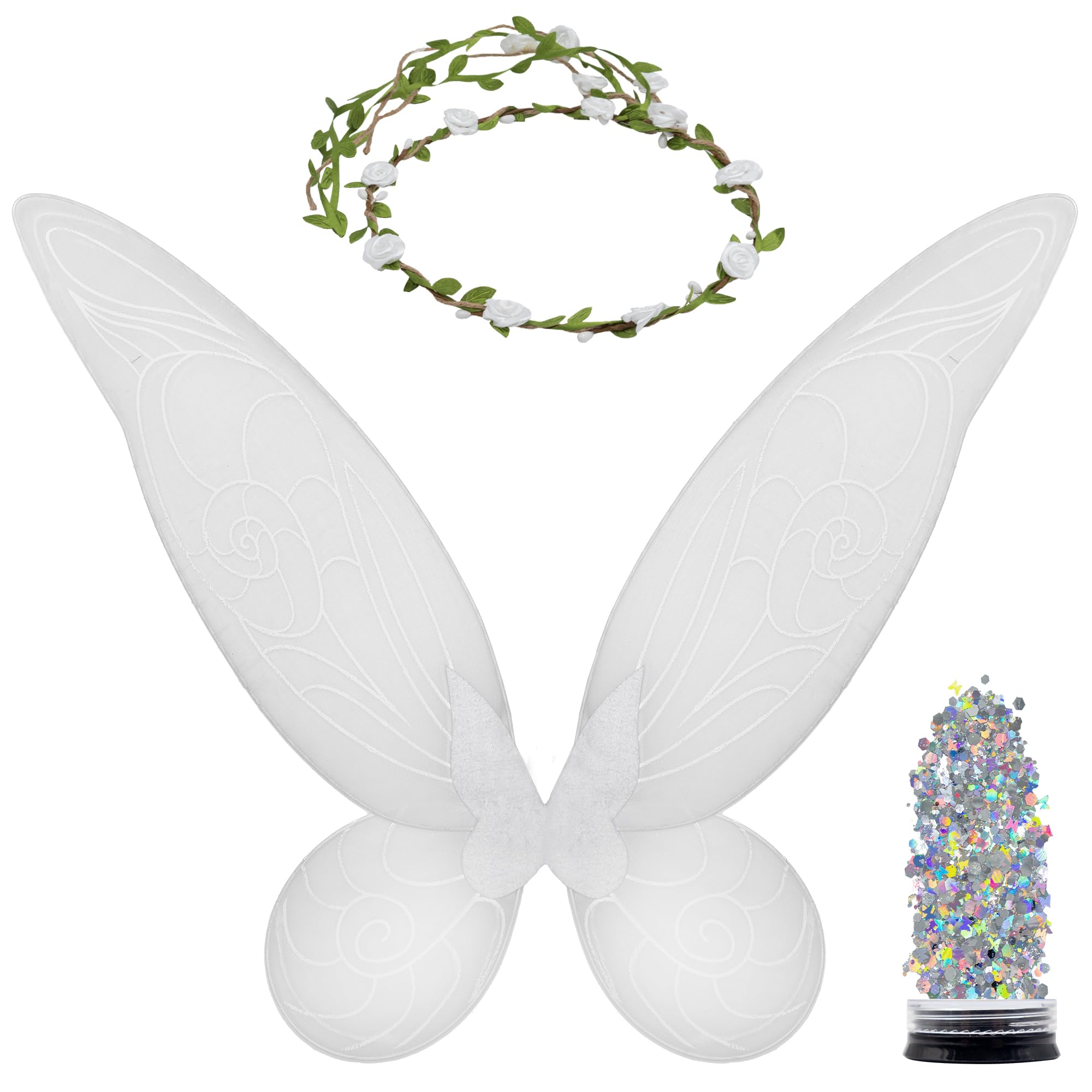 Funcredible White Fairy Wings, Fairy Crown and