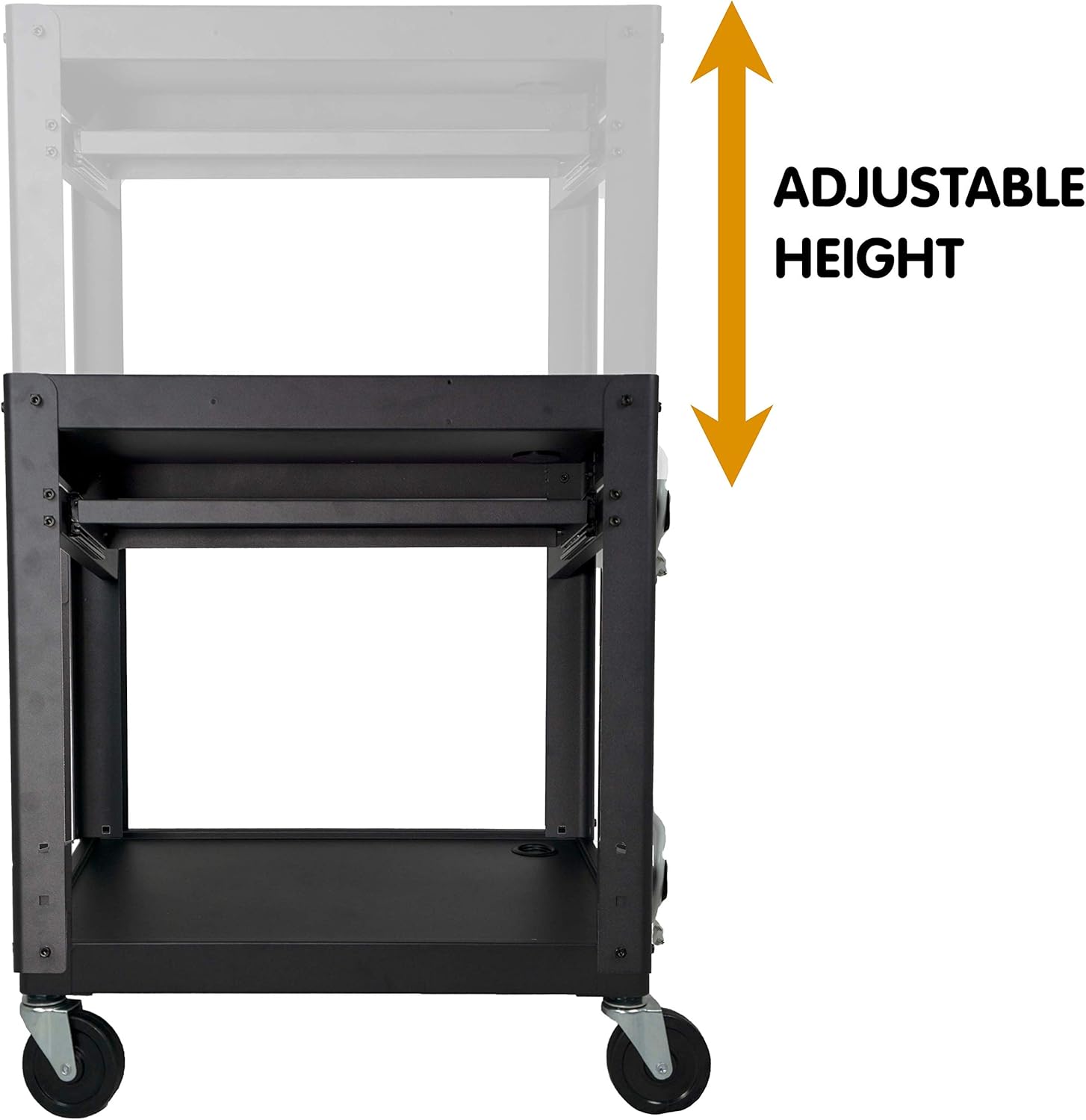 Steel Frame AV Cart with Wheels - Audio Visual Station with Wheels for Multi Media Technology (Printer, Projector, Document Camera, Laptop, Computer) - Three Shelf Rolling Cart with Power Cord : Office Products