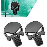 Zeathery 2 PCS Car Skull Sticker Decals, 3D Metal Scratch-Resistant Waterproof Fun Stickers, Personalized Vehicle Scratch Cover Decoration, for Most Vehicles (Black)