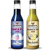 Syruvia Snow Cone Syrup 12.7oz - Blue Cotton Candy & Pina Colada Syrup For Shaved Ice, Snow Cones, Slushies, Italian Soda, Po