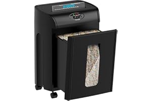 Woolsche Paper Shredder, 10-Sheet Micro Cut with 4.76-Gallon Pull Out Basket, P-6 Security Level, 3-Mode Design Shred Paper and CD/Credit Card, Durable&Fast with Jam Proof System Shredder for Office