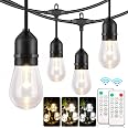 thumbnail image 2 of Mlambert 3-Color In 1 Dimmable Solar String Lights Outdoor, 96ft (2 X48ft) LED Patio String Lights With Remotes, 30 Bulb Sockets, Waterproof Shatterproof Hanging Lights For Cafe, Pergola- White Cord 2 of 10