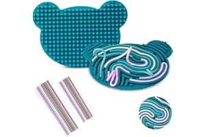 AULEGE Sensory Activity Board, Double-Sided Silicone Fidget Toy Busy Board for Stress Relief, Anxiety, ADHD and Calm Down, Silicone Sensory Toy with 20 Strings for 2+Kids Travel, Screen-Free Peace