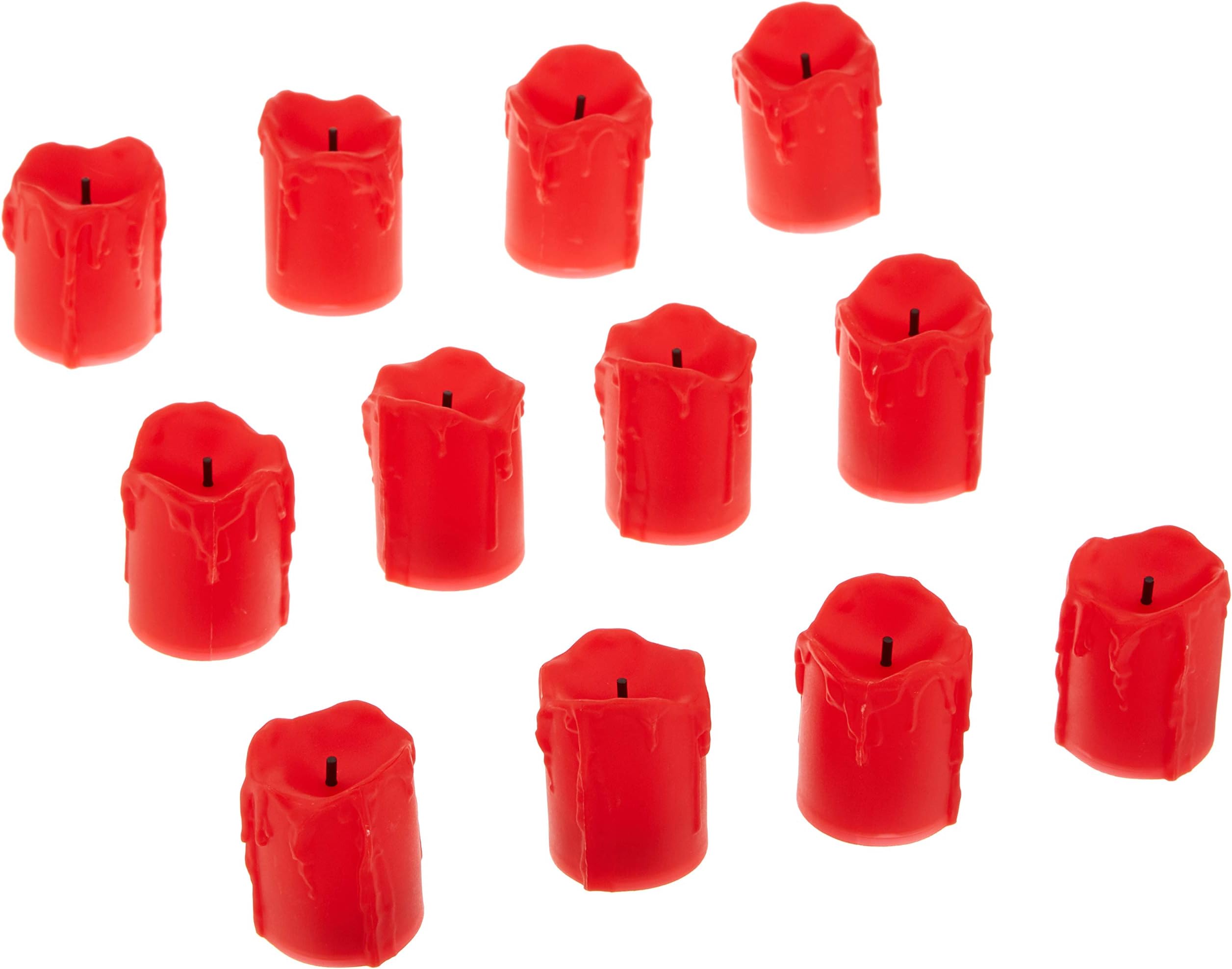 Flameless Candles Pack of 12 LED Candles Waterproof Wave Shape POLIYU Flameless Tea Lights Wax Dripped and Black Wick Battery Operated Candles Seasonal Candles Flameless Votive Lights