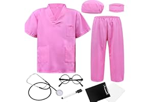 ZZIHAN Doctor Scrubs Set,Doctor Kit for Kids,Doctor Costume With Pretend Play Playset for Kids 3-12Years