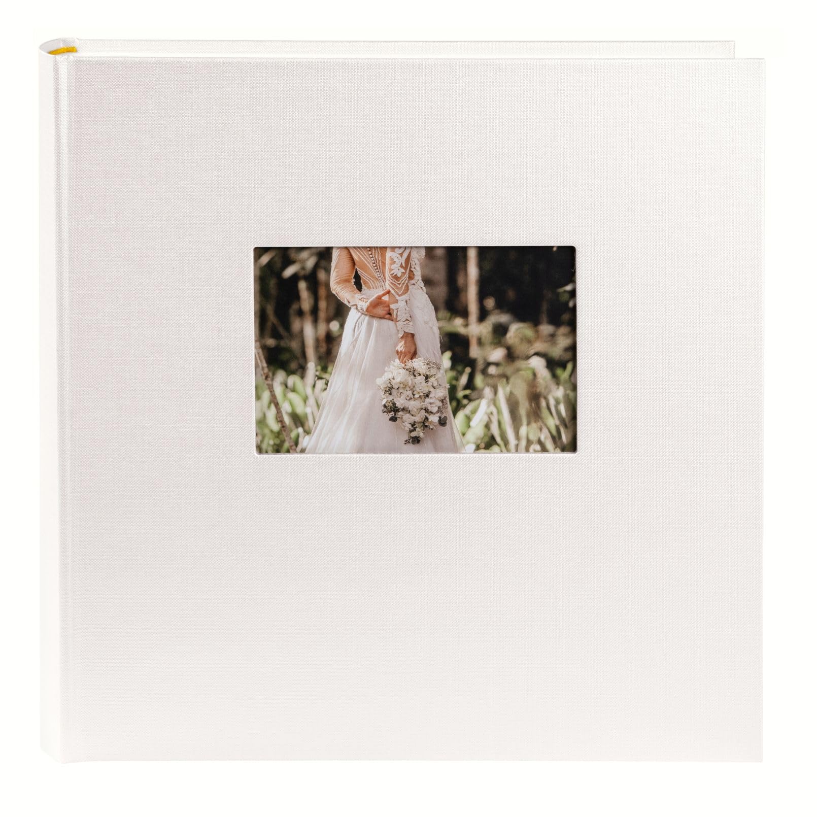 goldbuch 31485 Wedding Photo Album with Window Cut-Out Romeo Wedding Photo Album 30 x 31 cm Album with 100 White Pages with Glassine Dividers Memory Album with Faux Leather White
