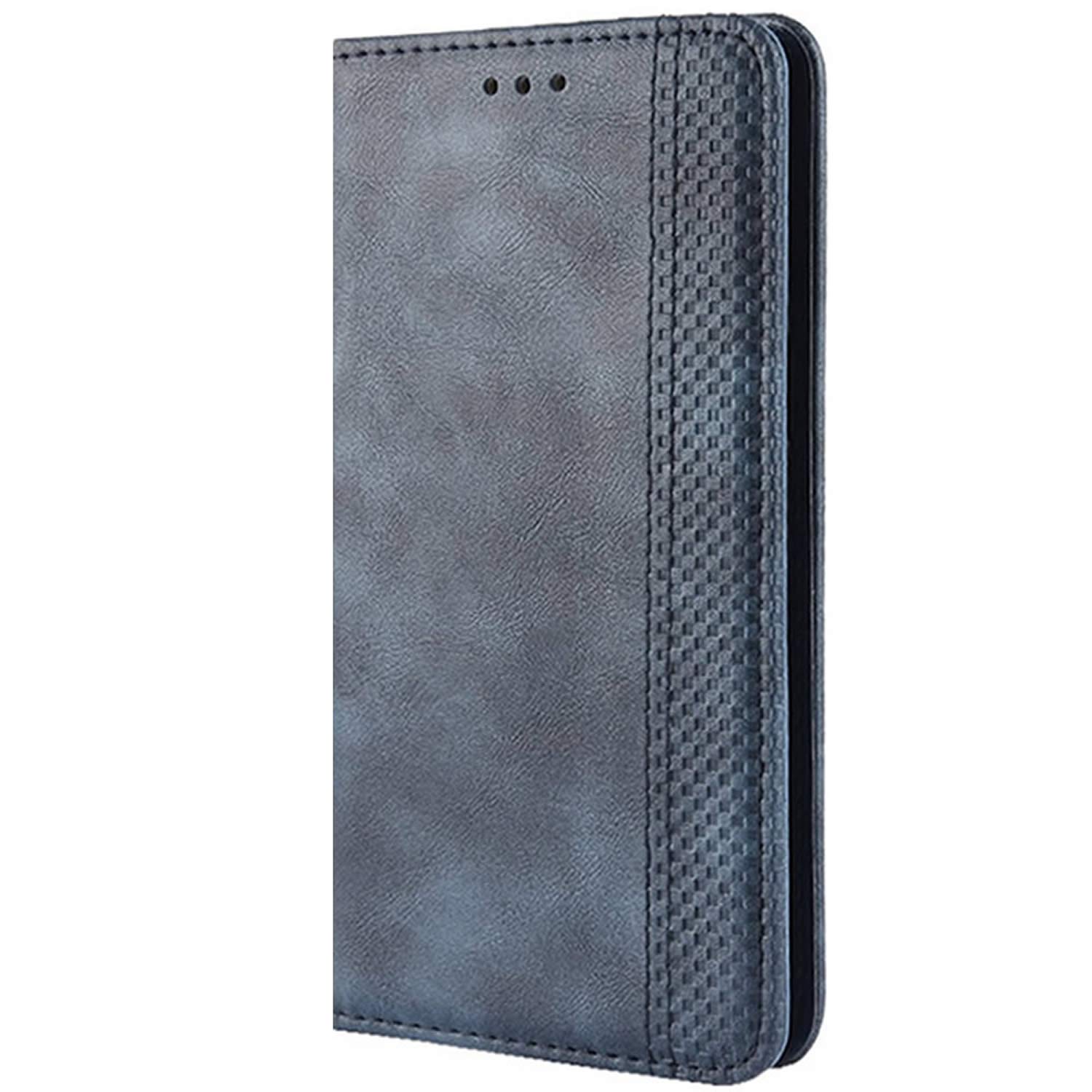 HualuBro Nokia C12 Case, Retro PU Leather Magnetic Full Body Shockproof Stand Flip Wallet Case Cover with Card Holder for Nokia C12 / Nokia C12 Pro/Nokia C12 Plus Phone Case (Blue)