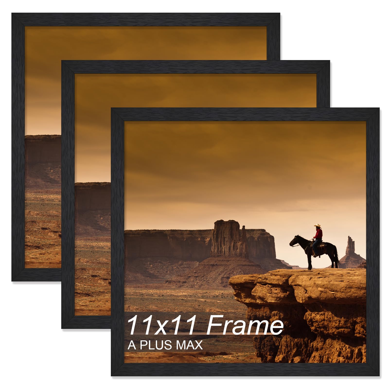 A PLUS MAX Square 11x11 Frame Set of 3, Black