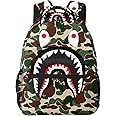 Ujxoihl Shark Green Camo Backpacks Travel Laptop Daypack School Bags For Teens Men Women