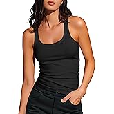 Artfish Women Sleeveless Ribbed Fitted Scoop Neck Full Length Racerback Basic Tank Tops