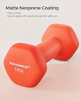 SONGMICS Dumbbells Set of 2 1 kg Hexagon Neoprene Coated Papaya Orange SYL902O01 view 3