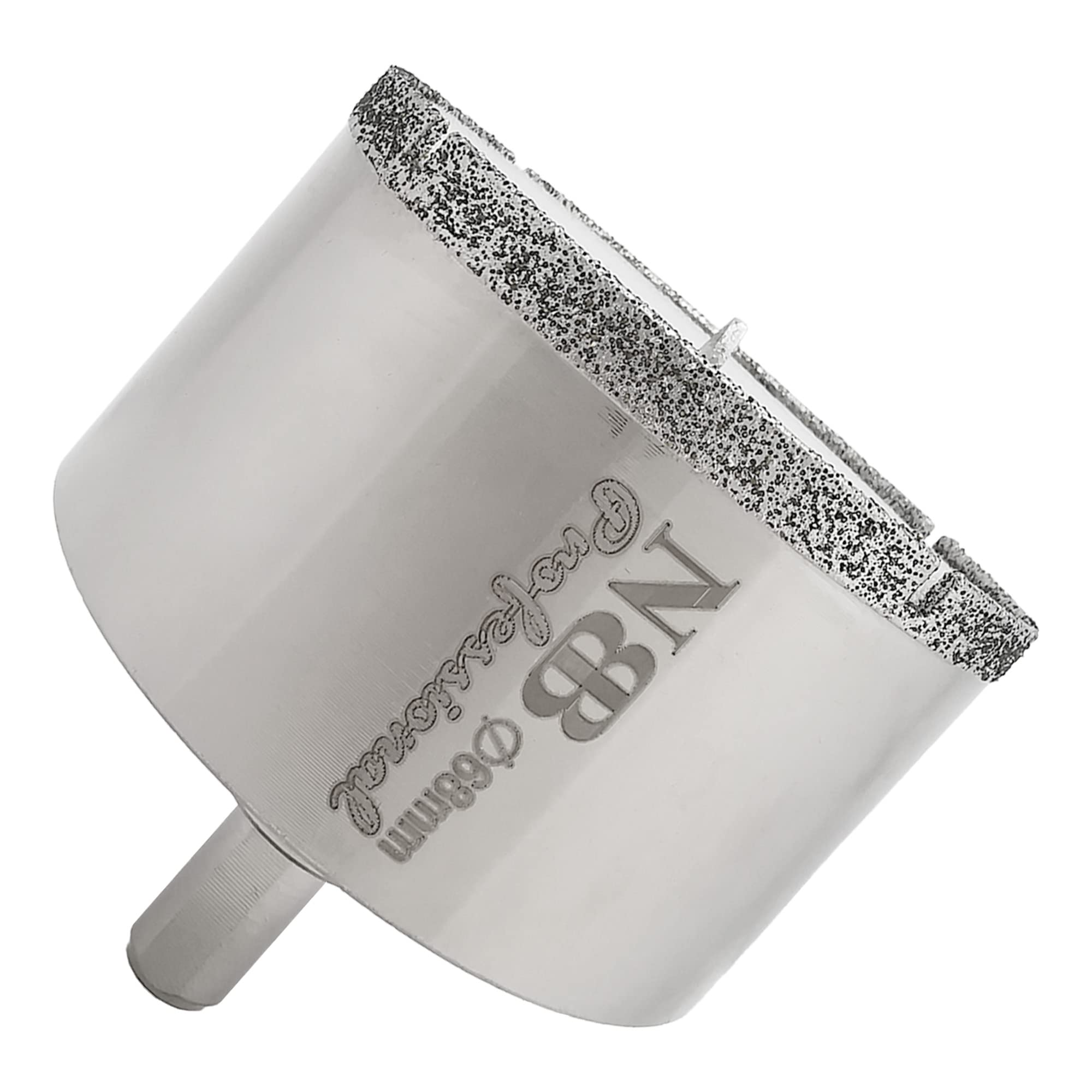NBB Diamond Drill Bits with Triangle Shank, Diamond Crown, Wet Core Drill in Marble, Luxury Stone, Ceramic, Granite, Tile, Glass, Galvanized, In Cable Drills or Cordless (68mm)