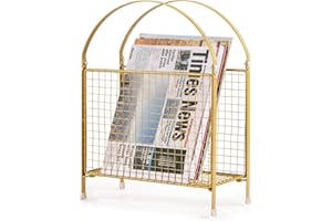 PUERSI Freestanding Magazine Rack – Modern Touch Handbag Design, Magazine Organizer Metal Holder for Newspaper, Books, Vinyl 