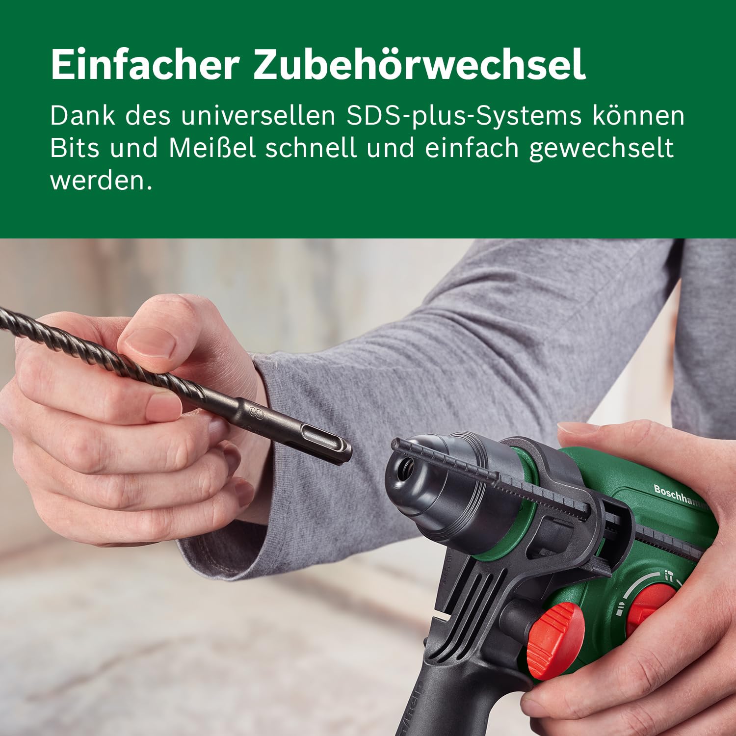 Bosch Akku-Bohrhammer UniversalHammer 18V (Ohne Akku; 18 Volt System; mit Rundschaftadapter; zum Bohren, Hammerbohren, Meißeln und Schrauben; im Karton) 7