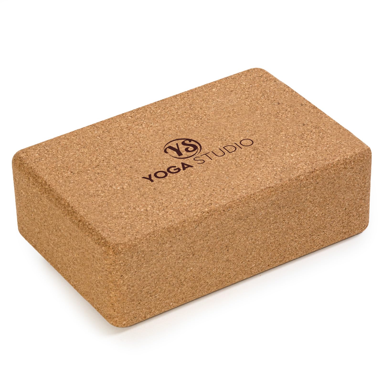 Yoga Studio The Comfortable Large Cork Yoga Block Brick (22.5cm x 15cm x 7.5cm) Anti-Bacterial Yoga Brick with rounded Edges