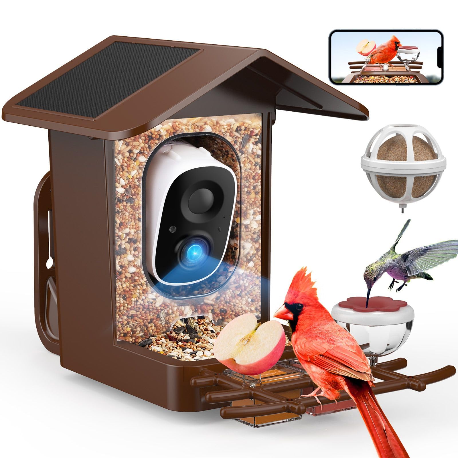 Photo 1 of PeckCam® Bird Feeder with Camera Solar Powered, AI Identify & Auto Capture, 2K HD Live Video Smart Bird Feeder Camera Instant Notifications in Backyard, Gift for Bird Lovers