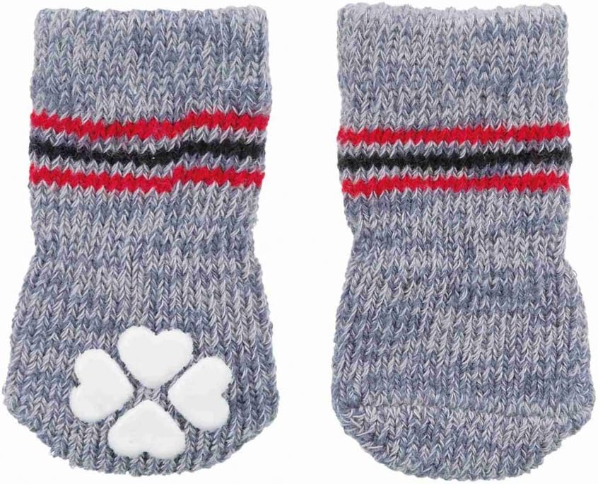 TRIXIE dog socks XL - 6 cm paw width - 16 cm high - non-slip sole - cotton with elastane - washable at 30 °C - grey - 19506