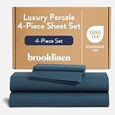 Brooklinen Percale 4-Pc Sheet Set for Hot Sleepers - Queen, Abyss Blue | Cool, crisp percale weave in 100% long-staple cotton, breathable for hot sleepers; machine washable; lightweight &amp; durable.
