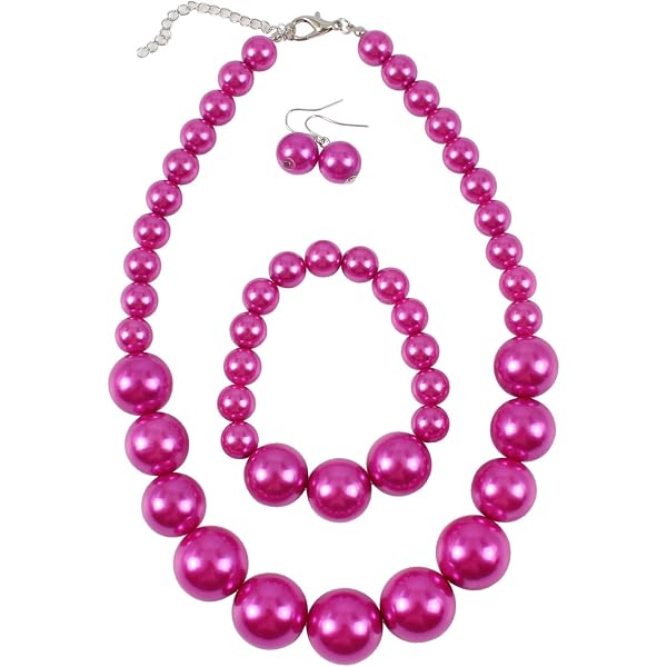 Faux Pearl & Red Carnelian Jewelry Set – Necklace, Bracelet, Earrings For Women, Silver Tone - View #7