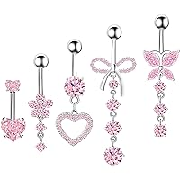 3 Piercings Nombril Diamday 14G Acier Chirurgical - Or/Argent Avec CZ