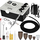 Ovaga Upgraded 85PSI Ultra-Silent Professional Airbrushing System Kit, Dual-Action Multi-Function Airbrush Set with Compressor for Painting Cake Decoration Makeup Art Craft Nail Design Model Tattoo