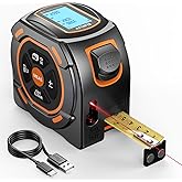Laser Tape Measure 2-in-1, 197Ft Laser Distance Meter & 16Ft Digital Tape Measure, with LCD Display, Pythagorean Mode, Area/Volume Calculation, USB-C Rechargeable for Woodworking and Construction