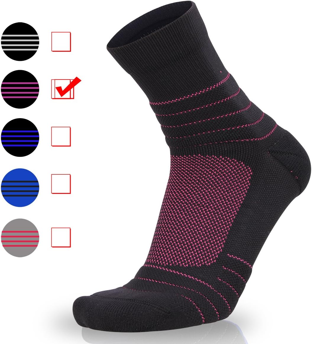 Zisuper Men's Athletic Running Performance Compression Crew Socks Sport Wicking Cushion Workout Basketball Cycling High Ankle Socks for Men