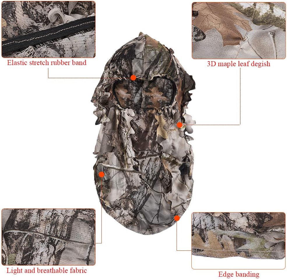LOOGU Ghillie Face Mask 3D Leafy Ghillie Camouflage Full Cover Headwear Hunting Accessories : Sports & Outdoors