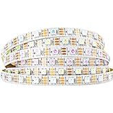 BTF-LIGHTING WS2812B IC RGB 5050SMD Pure Gold Individual Addressable LED Strip 16.4FT 300LED 60Pixel/m Flexible Full Color IP30 DC5V for DIY Chasing Color Project(No Adapter or Controller)