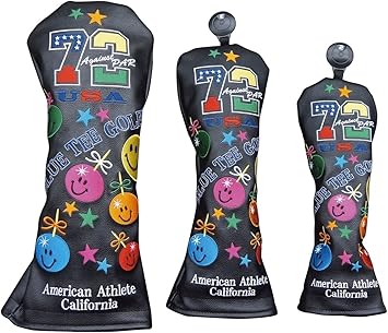 Amazon Co Jp 限定生産品 ブルーティーゴルフ Blue Tee Golf ヘッドカバー アゲインスト パー７２ ３本セット ｂ ブラック スポーツ アウトドア