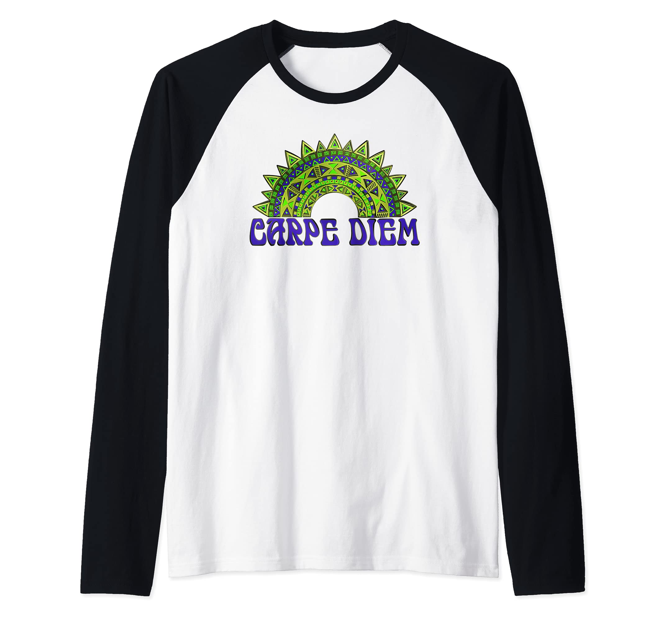 CARPE DIEM Latin - Indigenous Mandala 6 - Fan Fun Raglan Baseball Tee